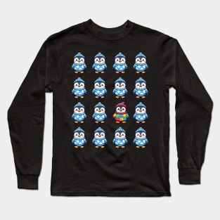 Autism Awareness Puzzle Penguin Party Pattern Long Sleeve T-Shirt